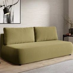Divano Letto 2 Posti Verde Chiaro Contenitore Cuscini Sfoderabili 210x106 cm, Reclinabile - Brugnato