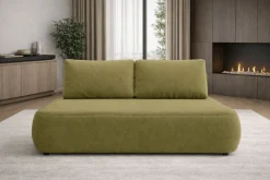 Divano Letto 2 Posti Verde Chiaro Contenitore Cuscini Sfoderabili 210x106 cm, Reclinabile - Brugnato