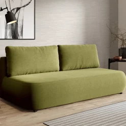 Divano Letto 2 Posti Verde Contenitore Cuscini Sfoderabili 210x106 cm, Reclinabile - Brugnato