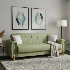 Divani Letto 3 Posti|Divano Contenitore Letto > Dmora Divano Letto 3 Posti Contenitore di Apertura Click-clack 226x86 cm, Lavabile - Papozze Verde