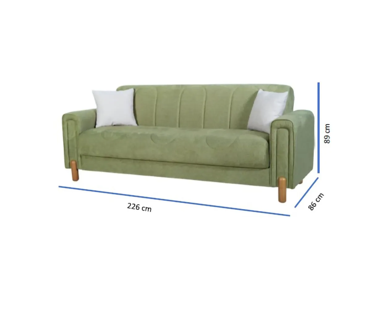 Divani Letto 3 Posti|Divano Contenitore Letto > Dmora Divano Letto 3 Posti Contenitore di Apertura Click-clack 226x86 cm, Lavabile - Papozze Verde