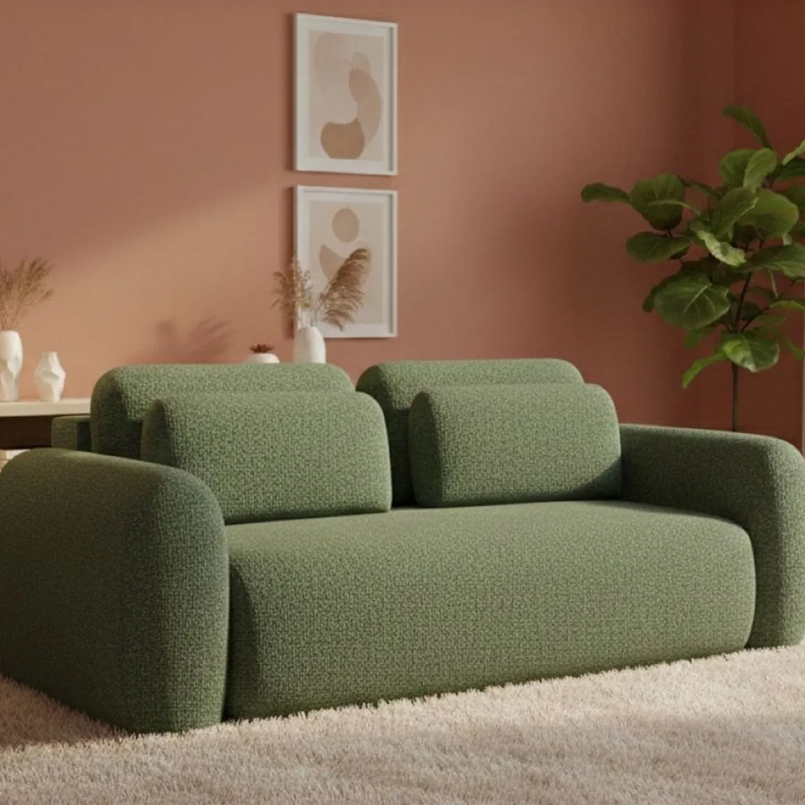 Divano Letto 3 Posti Verde Contenitore di Apertura a Libro 266x121 cm, Reclinabile - Sessame
