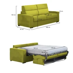 Divani Letto 2 Posti|Divano Contenitore Letto > Dmora Divano Letto 2 Posti Sfoderabile Contenitore 180x95 cm, di Apertura a Ribalta Made in Italy - Trissino Verde