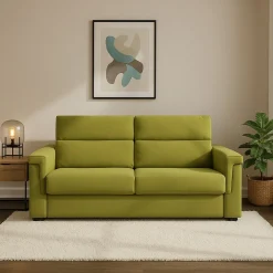 Divano Letto 2 Posti Verde Sfoderabile Contenitore 185x95 cm, di Apertura a Ribalta Made in Italy - Tenna