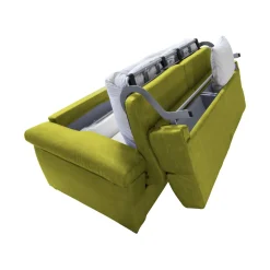 Divano Letto 2 Posti Verde Sfoderabile Contenitore 205x95 cm, di Apertura a Ribalta Made in Italy - Fisciano