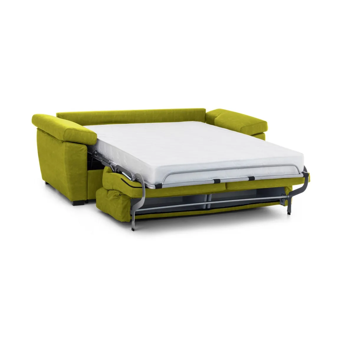 Divano Letto 2 Posti Verde Sfoderabile Contenitore 205x95 cm, di Apertura a Ribalta Made in Italy - Fisciano