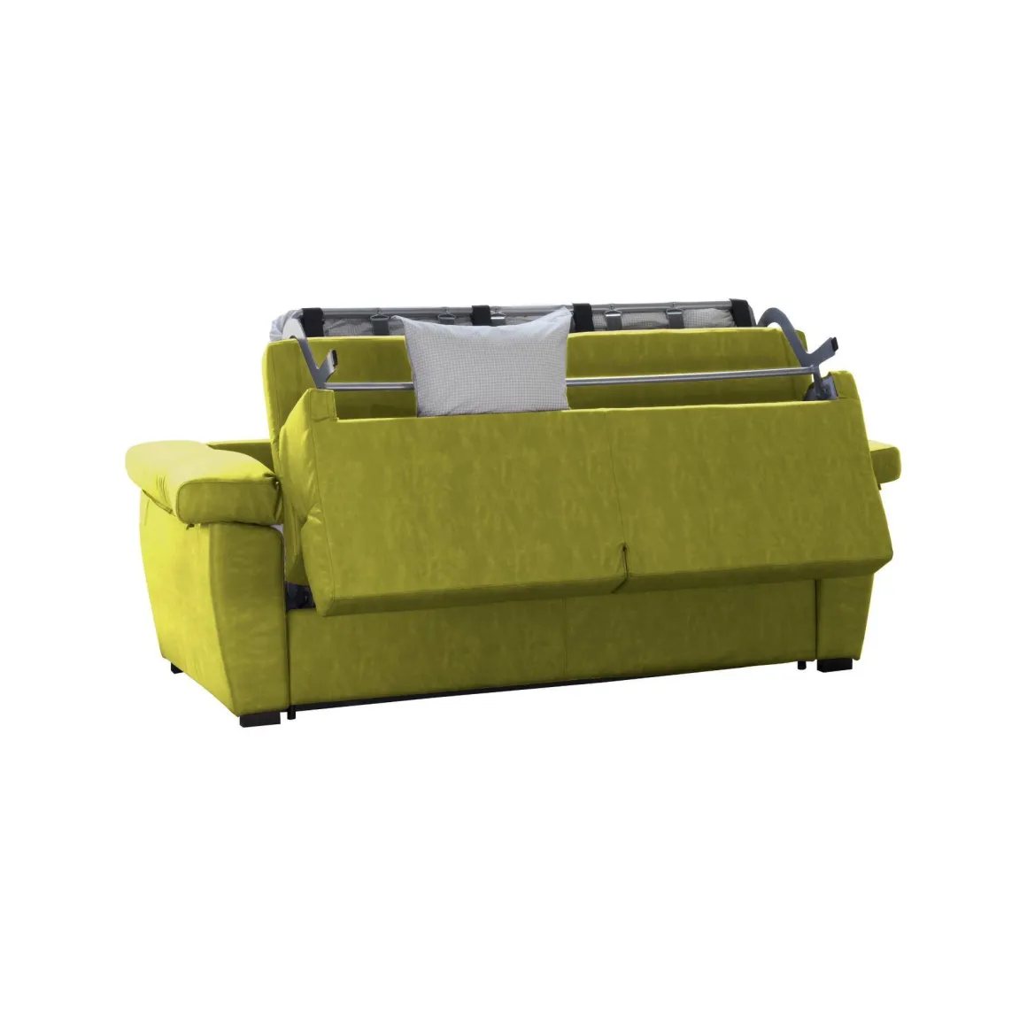 Divano Letto 2 Posti Verde Sfoderabile Contenitore 205x95 cm, di Apertura a Ribalta Made in Italy - Fisciano