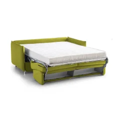 Divano Letto 3 Posti Verde Sfoderabile Contenitore 200x95 cm, Lavabile Made in Italy - Gravere
