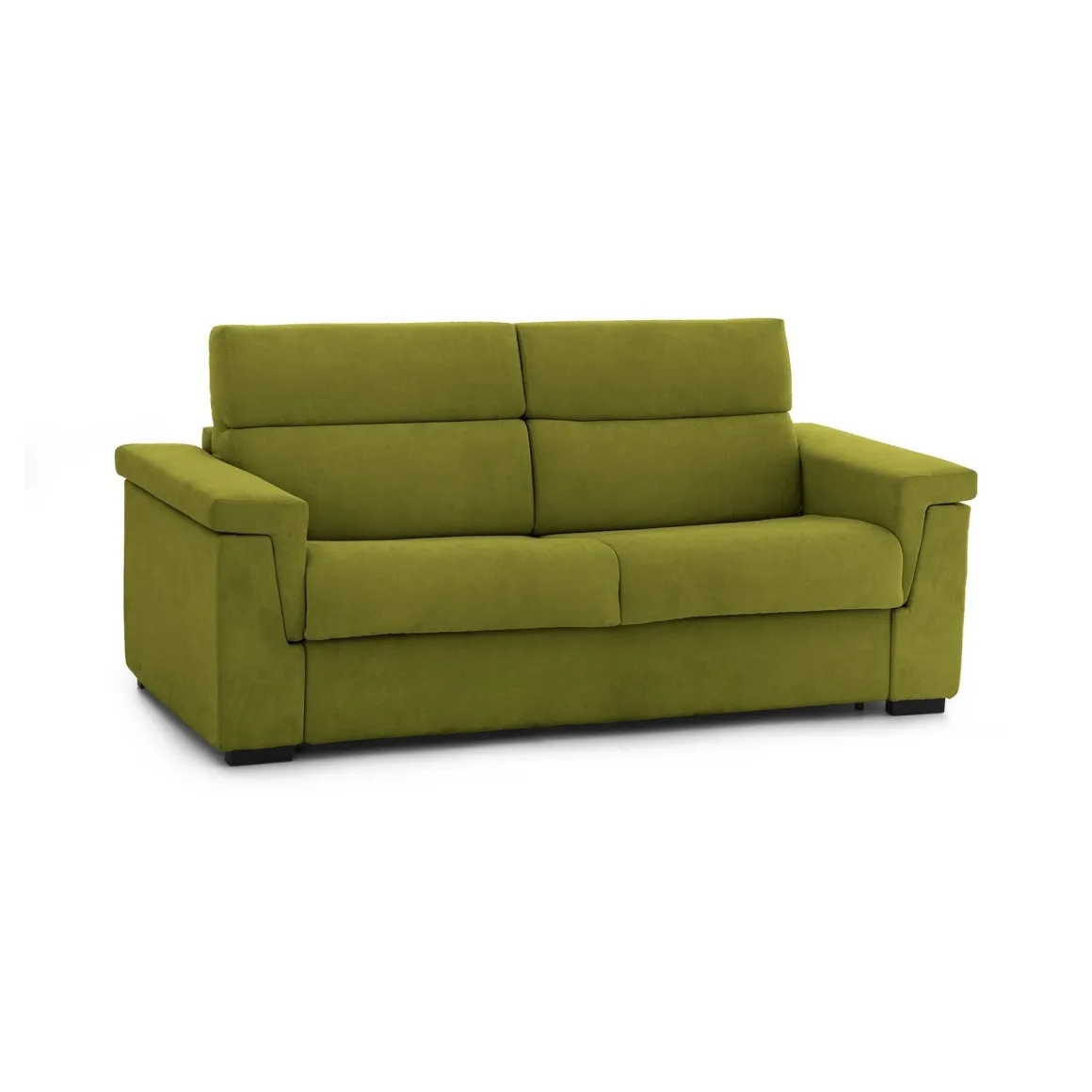 Divano Letto 3 Posti Verde Sfoderabile Contenitore 225x95 cm, Lavabile Made in Italy - Nus
