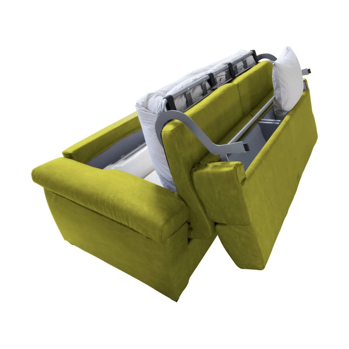 Divano Letto 3 Posti Verde Sfoderabile Contenitore 225x95 cm, Lavabile Made in Italy - Trino