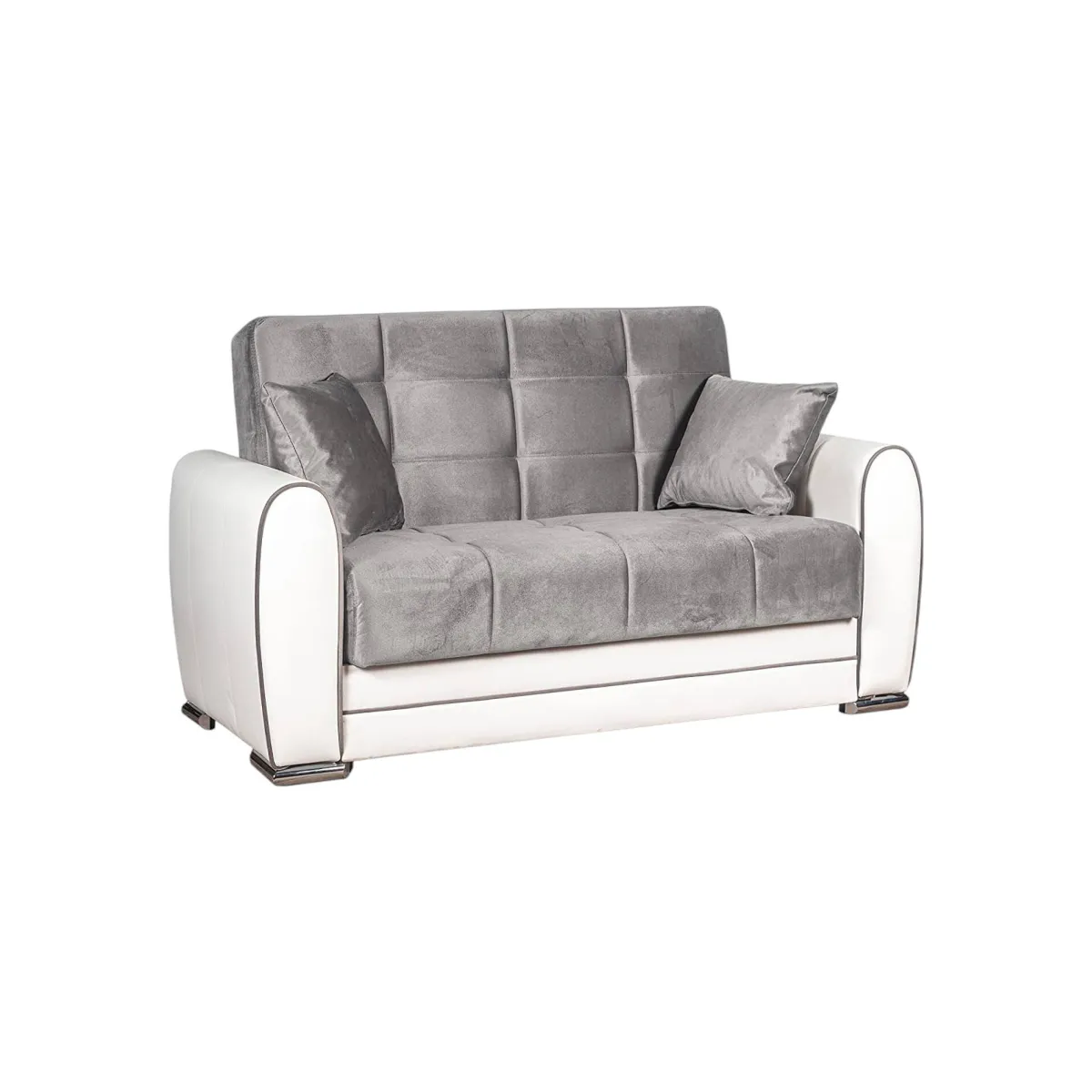 Divani Letto Con Penisola|Salotto > Dmora Divano letto reclinabile bianco e grigio 163x84cm - Aloe Grigio, Bianco