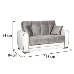 Divani Letto Con Penisola|Salotto > Dmora Divano letto reclinabile bianco e grigio 163x84cm - Aloe Grigio, Bianco
