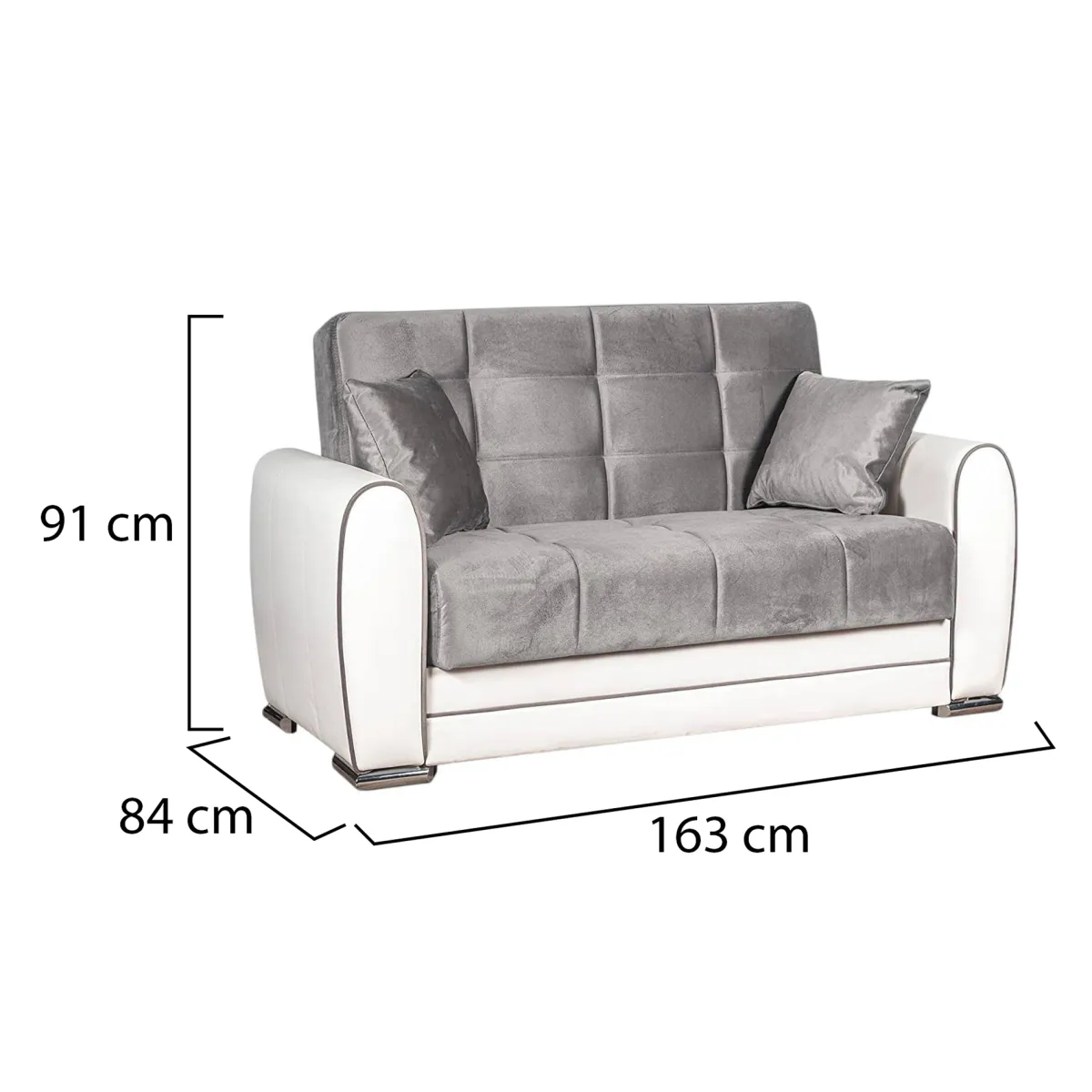 Divani Letto Con Penisola|Salotto > Dmora Divano letto reclinabile bianco e grigio 163x84cm - Aloe Grigio, Bianco