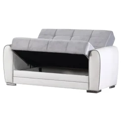 Divani Letto Con Penisola|Salotto > Dmora Divano letto reclinabile bianco e grigio 163x84cm - Aloe Grigio, Bianco