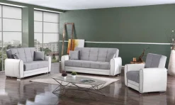 Divani Letto Con Penisola|Salotto > Dmora Divano letto reclinabile bianco e grigio 163x84cm - Aloe Grigio, Bianco