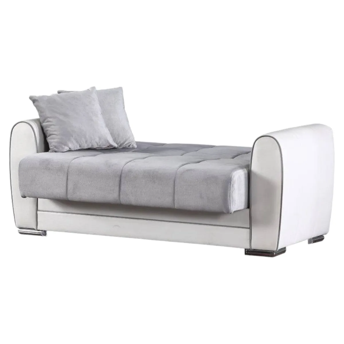 Divani Letto Con Penisola|Salotto > Dmora Divano letto reclinabile bianco e grigio 163x84cm - Aloe Grigio, Bianco