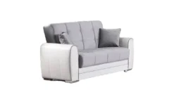 Divani Letto Con Penisola|Salotto > Dmora Divano letto reclinabile bianco e grigio 163x84cm - Aloe Grigio, Bianco