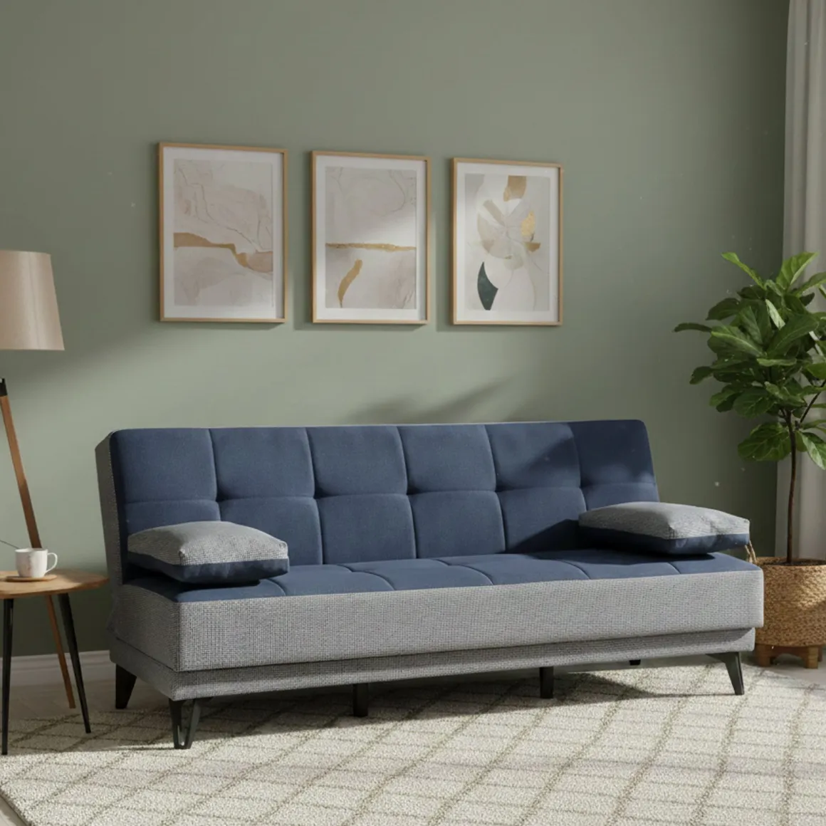 Divano letto reclinabile grigio e blu 190x87cm - Aborigeni