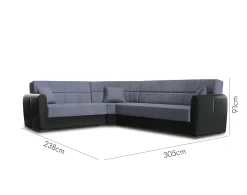 Divano letto reclinabile nero e grigio 305x238cm - Gaillardia