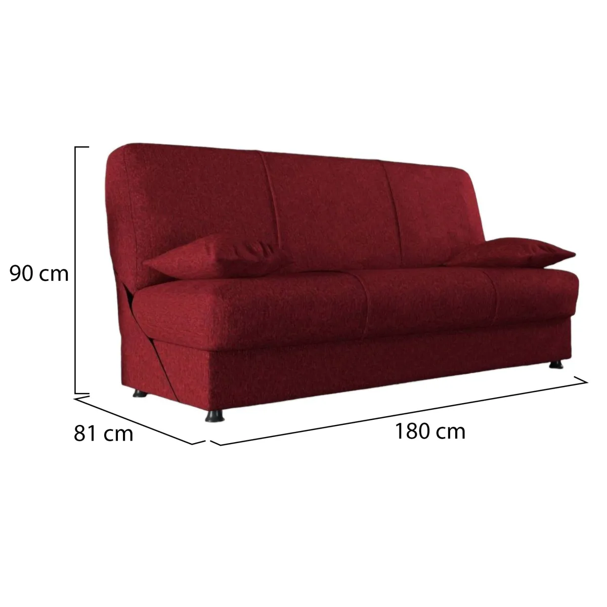 Divani Letto 3 Posti|Salotto > Dmora Divano letto reclinabile 180x81cm - Arachide Rosso