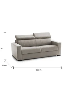 Divano letto reclinabile tortora 220x95cm - Action