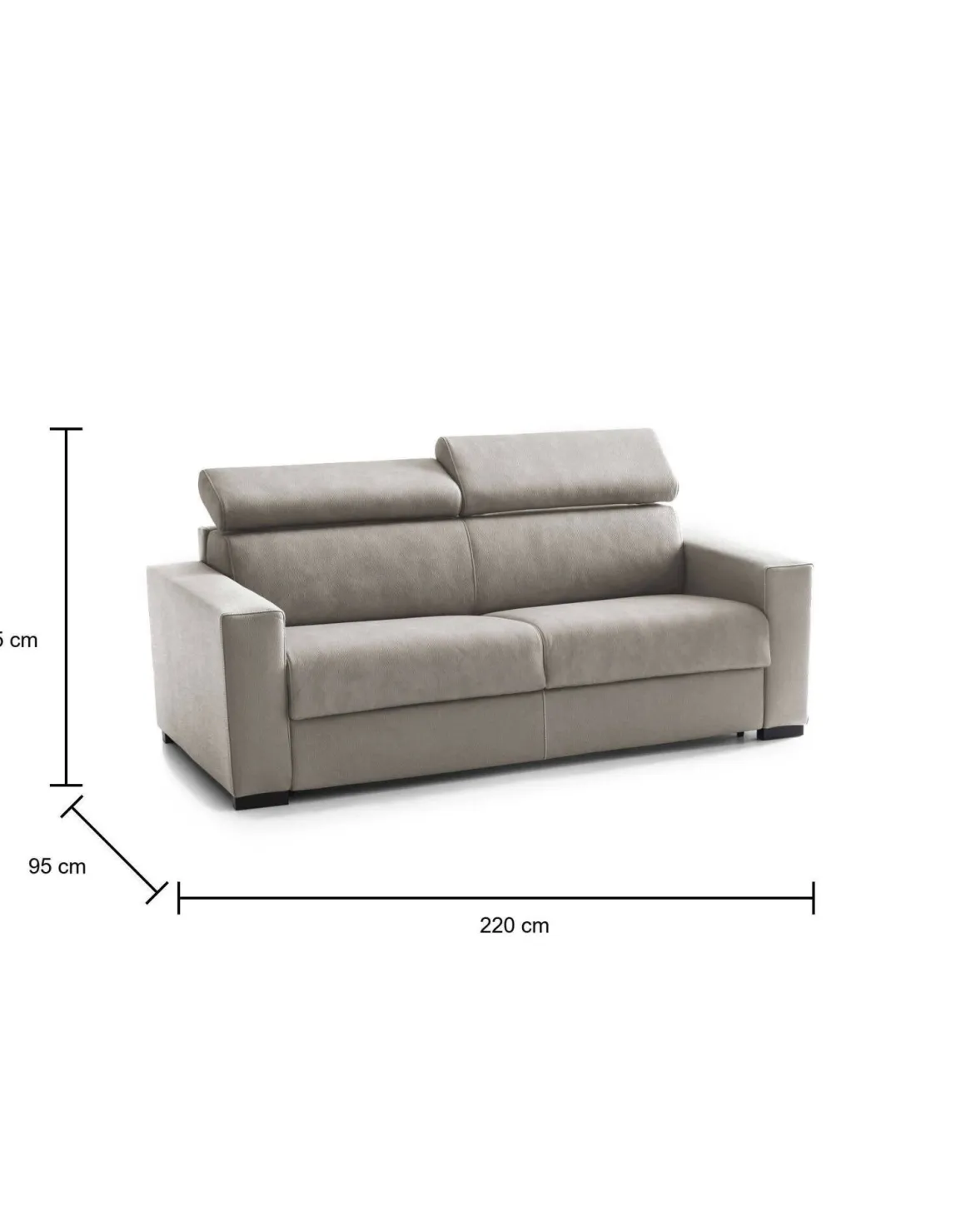 Divano letto reclinabile tortora 220x95cm - Action