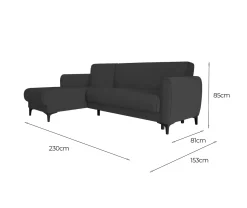 Divano letto rivestito in tessuto antracite 230x153cm - Aber