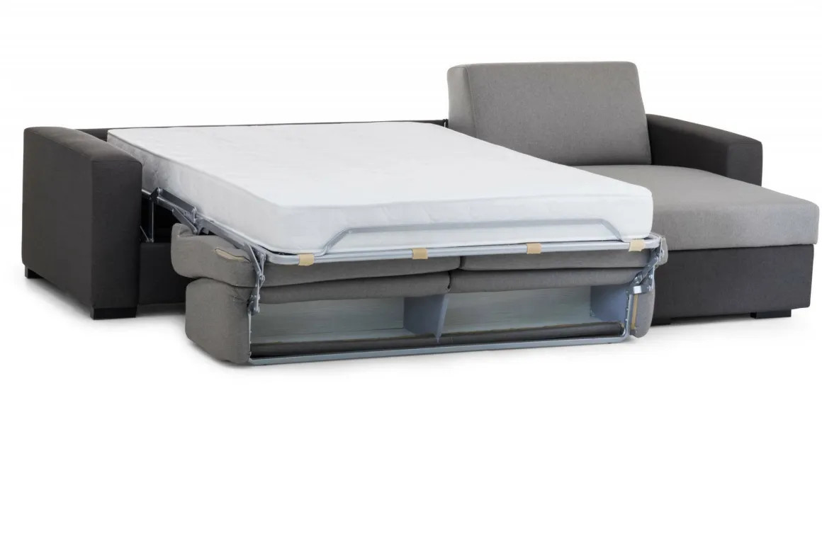 Divano letto rivestito in tessuto grigio e antracite 260x95cm - Allegria
