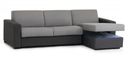 Divano letto rivestito in tessuto grigio e antracite 260x95cm - Allegria