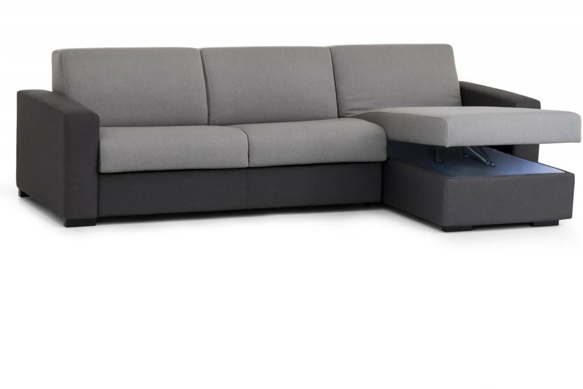 Divano letto rivestito in tessuto grigio e antracite 260x95cm - Allegria