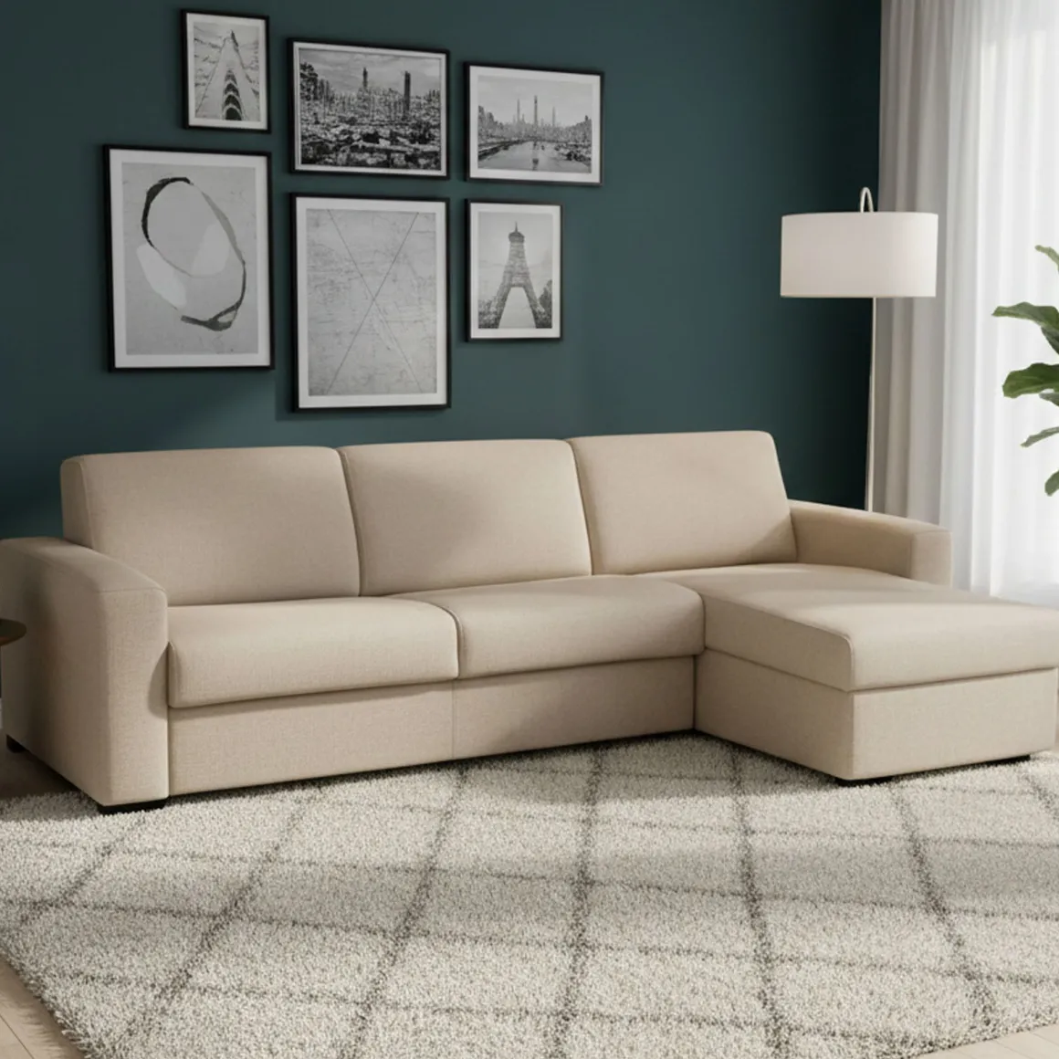 Divano letto sfoderabile beige 280x95cm - Aika