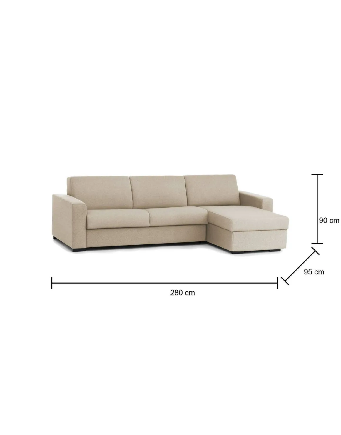 Divano letto sfoderabile beige 280x95cm - Aika