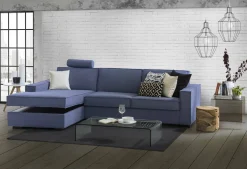 Divani Letto Con Penisola|Salotto > Dmora Divano letto sfoderabile 280x95cm - Allaida Blu