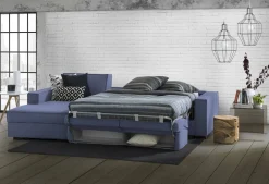 Divani Letto Con Penisola|Salotto > Dmora Divano letto sfoderabile 280x95cm - Allaida Blu