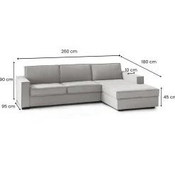 Divano letto sfoderabile grigio 260x95cm - Afar