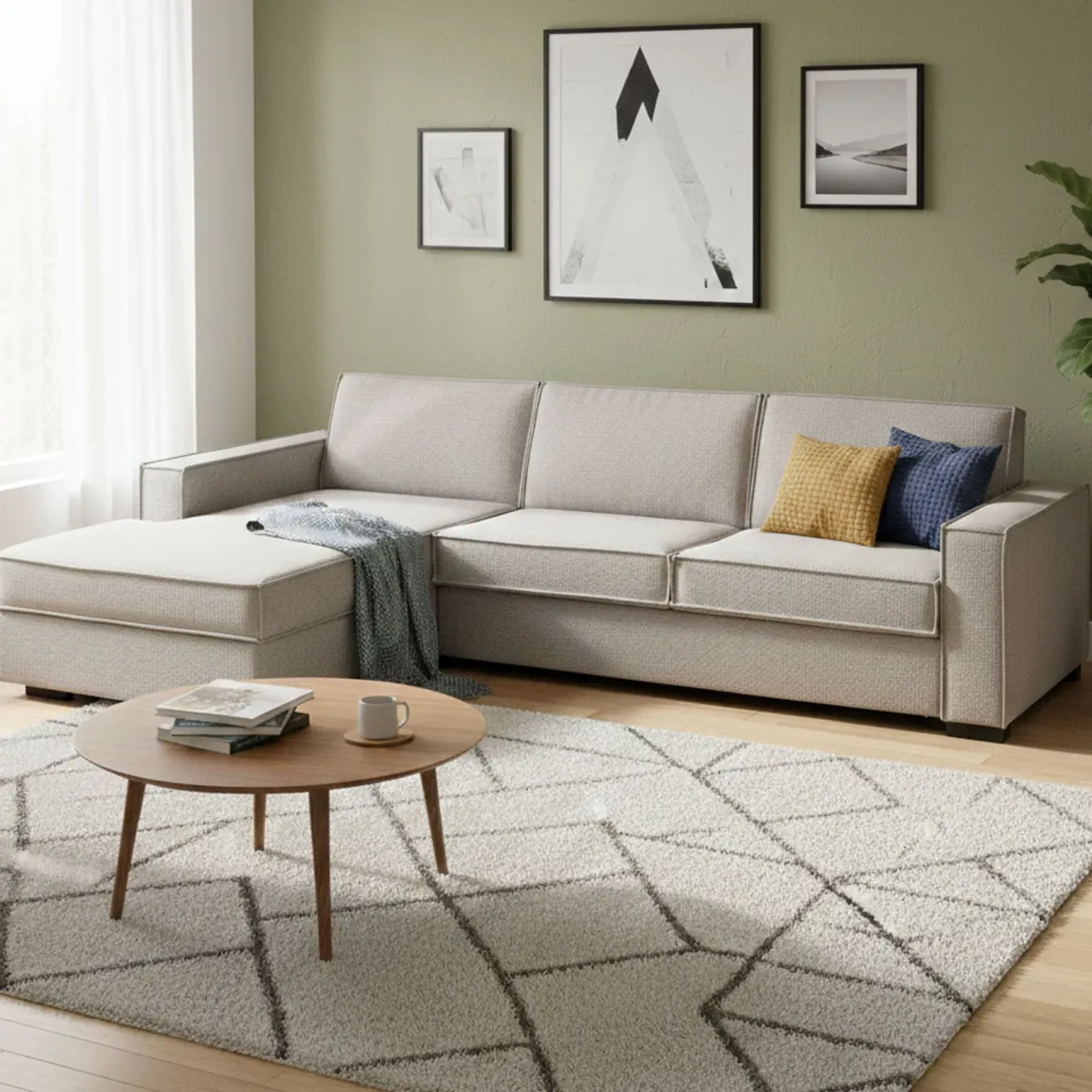 Divano letto sfoderabile tortora 260x95cm - Albenga