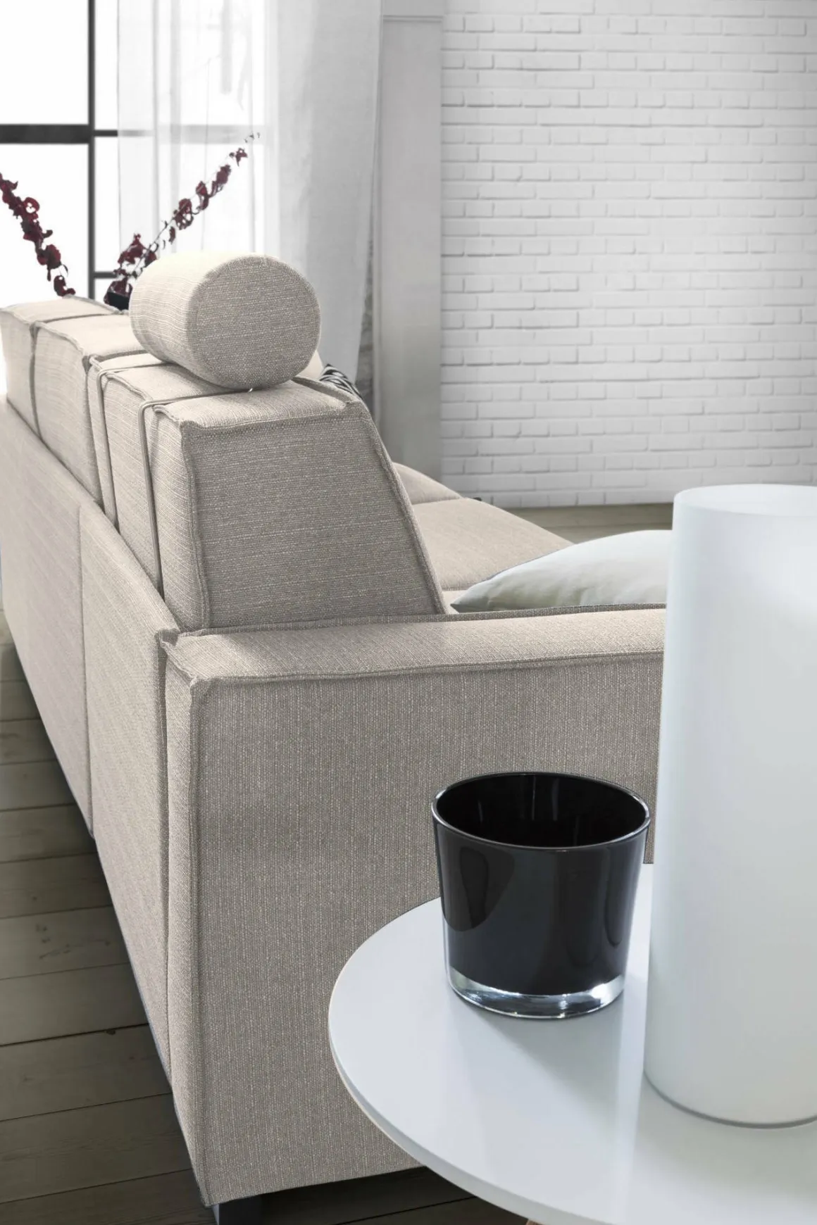 Divano letto sfoderabile tortora 260x95cm - Albenga