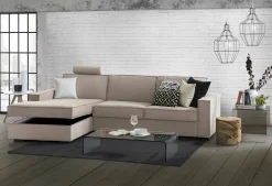 Divano letto sfoderabile tortora 260x95cm - Albenga