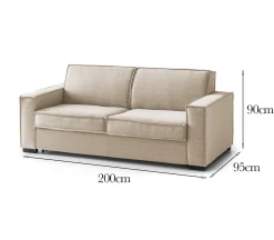 Salotto|Divani Fissi 3 Posti > Dmora Divano made in Italy 200x95x90h cm - Abernathy Beige