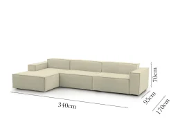 Divani Angolari|Divani Fissi Con Penisola > Dmora Divano modulare 340x170x70h cm - Atrillo Beige