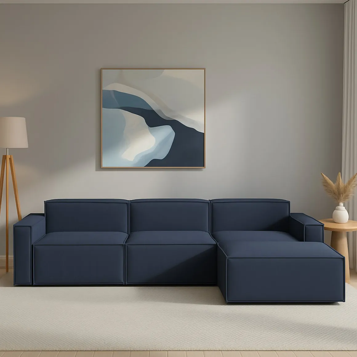 Divano modulare blu 340x170x70h cm - Asvaldo