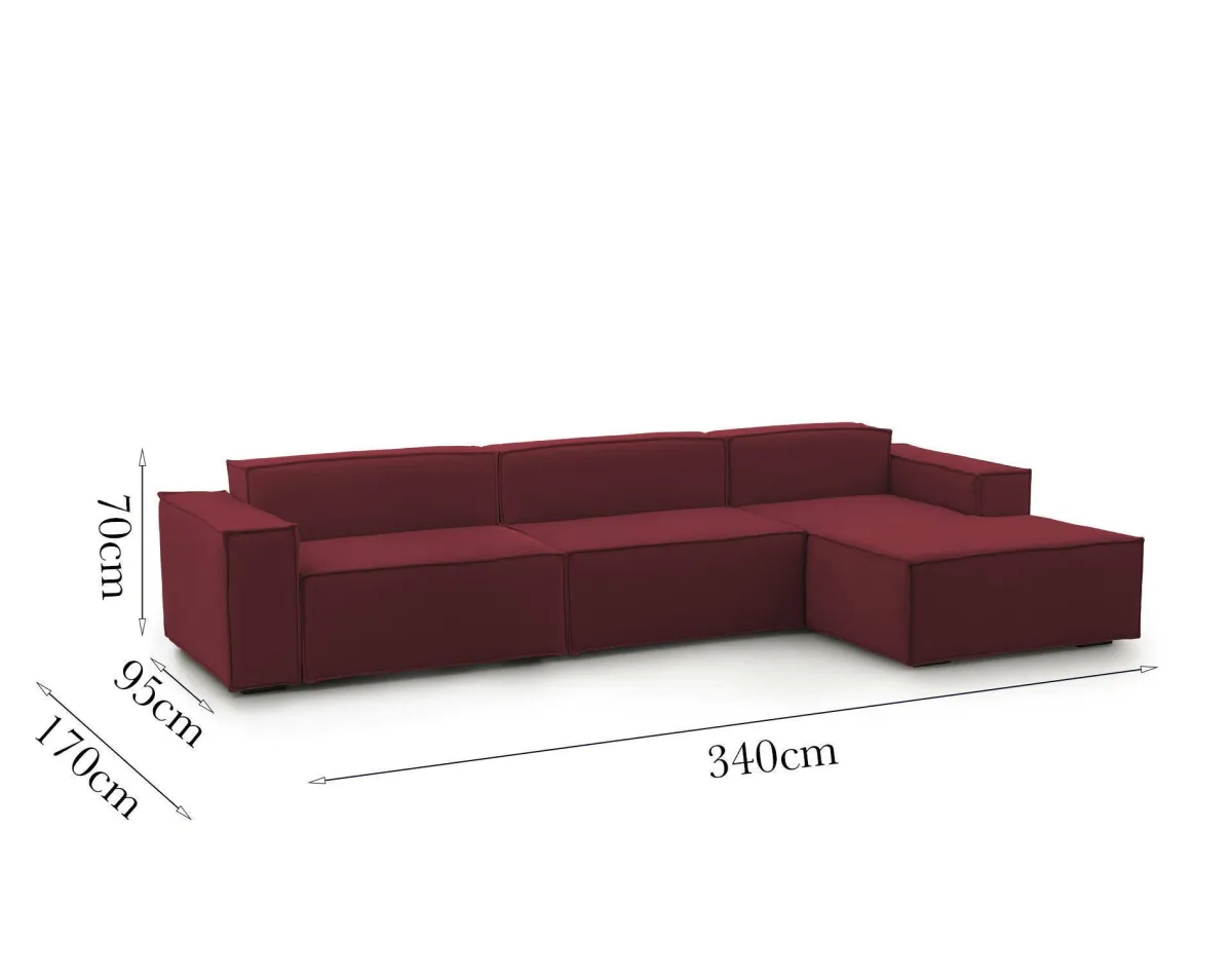 Divani Angolari|Divani Fissi Con Penisola > Dmora Divano modulare 340x170x70h cm - Asvaldo Rosso