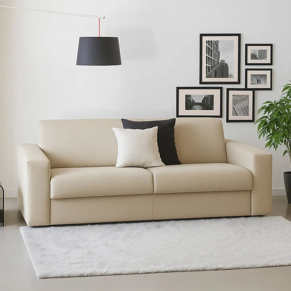 Divano morbido beige 180x95x90h cm - Cianite
