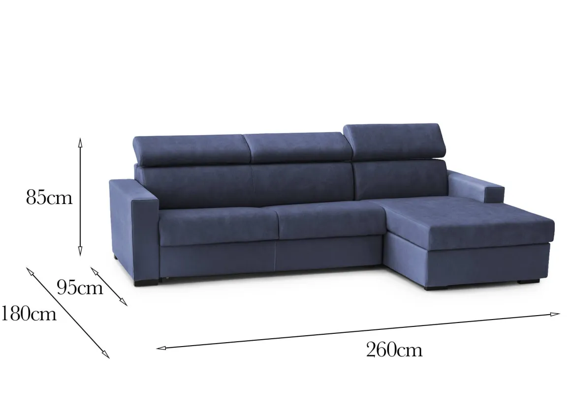 Divano 4 posti blu 260x95x85h cm - Angera