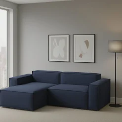 Divani Angolari|Divani Fissi Con Penisola > Dmora Divano 4 posti 240x170x70h cm - Assurte Blu