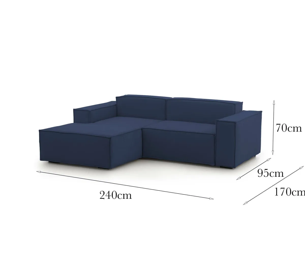 Divani Angolari|Divani Fissi Con Penisola > Dmora Divano 4 posti 240x170x70h cm - Assurte Blu