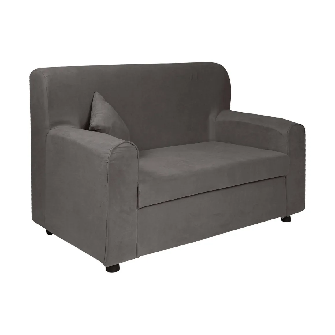 Divano 2 Posti Economico Salvaspazio 125x73x85h cm in Tessuto Grigio Moderno Imbottito per Piccoli Appartamenti e Ufficio con Braccioli – Andreia