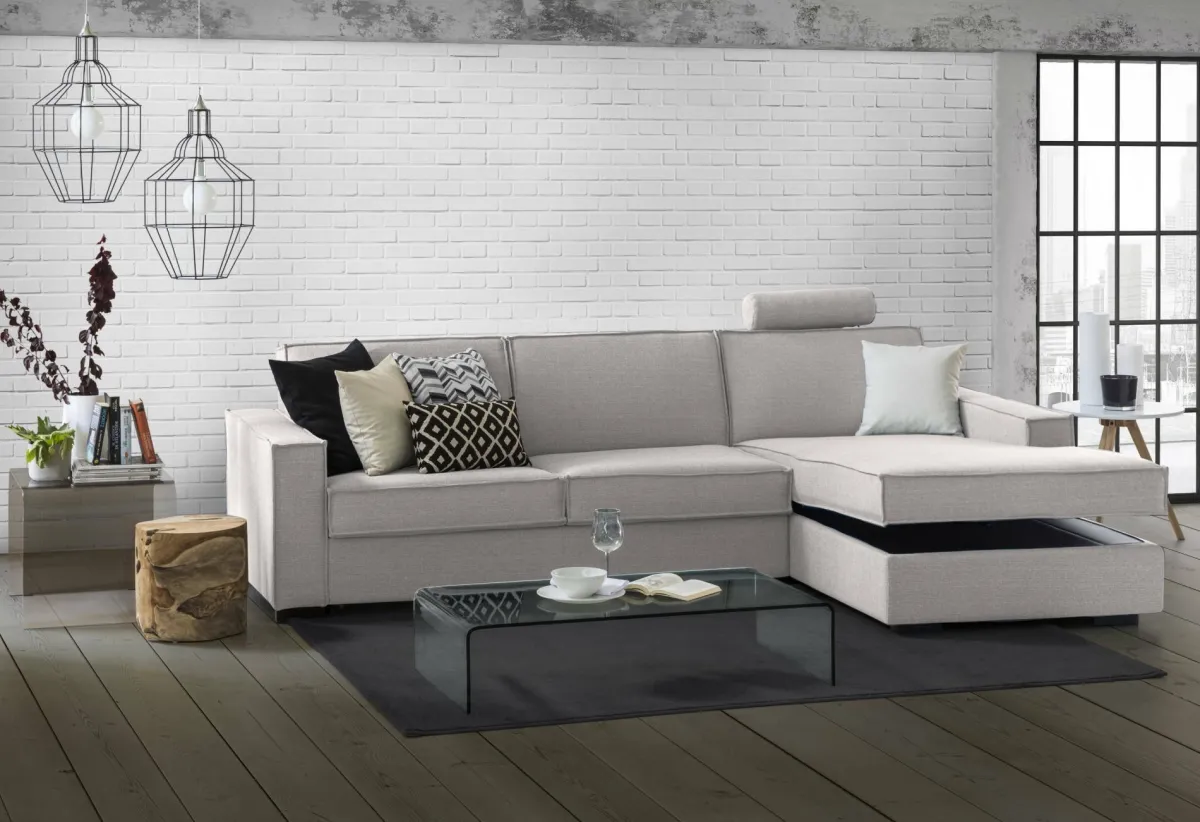 Divani Angolari|Divani Fissi Con Penisola > Dmora Divano 4 posti 260x95x90h cm - Assobasso Grigio