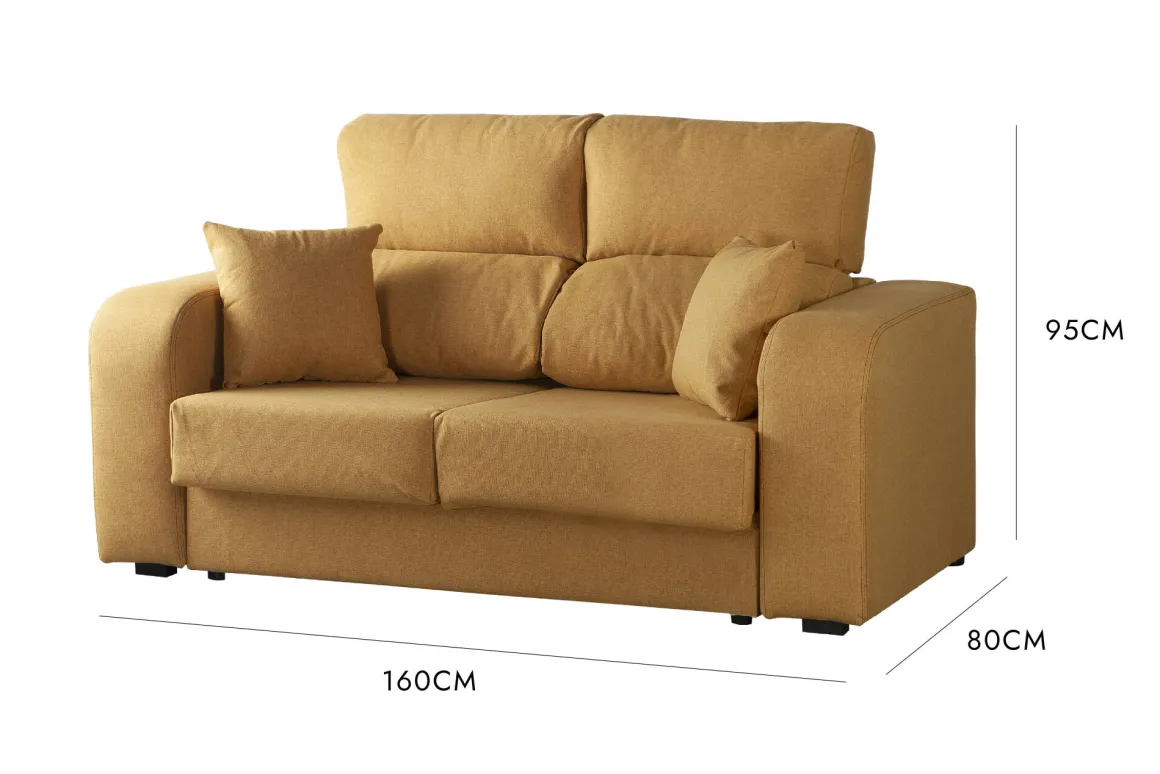 Divano 2 posti ocra 160x80x95h cm - Asazi