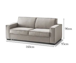 Divano 2 posti tortora 160x95x90h cm - Aglientu